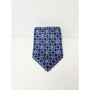 Zilli Men's Tie luxury blue square pattern %100 silk